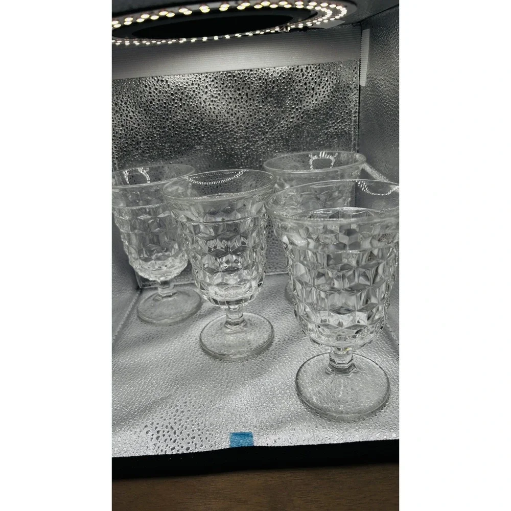 Four Vintage Fostoria American Clear #2056 Low Water Goblets 5 1/2